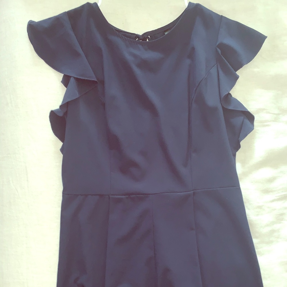 Navy blue open back romper